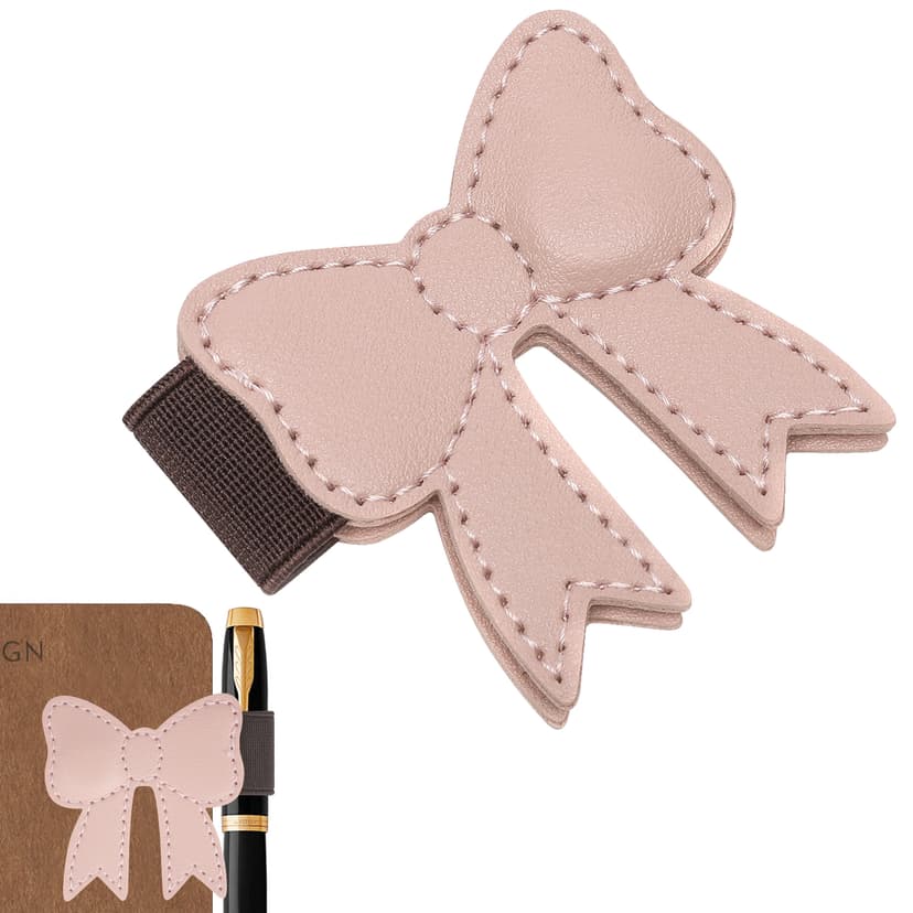 ReignSword Magnetic Leather Bookmarks, Cute Bow Book Markers for Reading, Magnet Bookmark Clips for Women Men Book Lovers Gifts for Birthdays, Christmases, Easter (Pink)