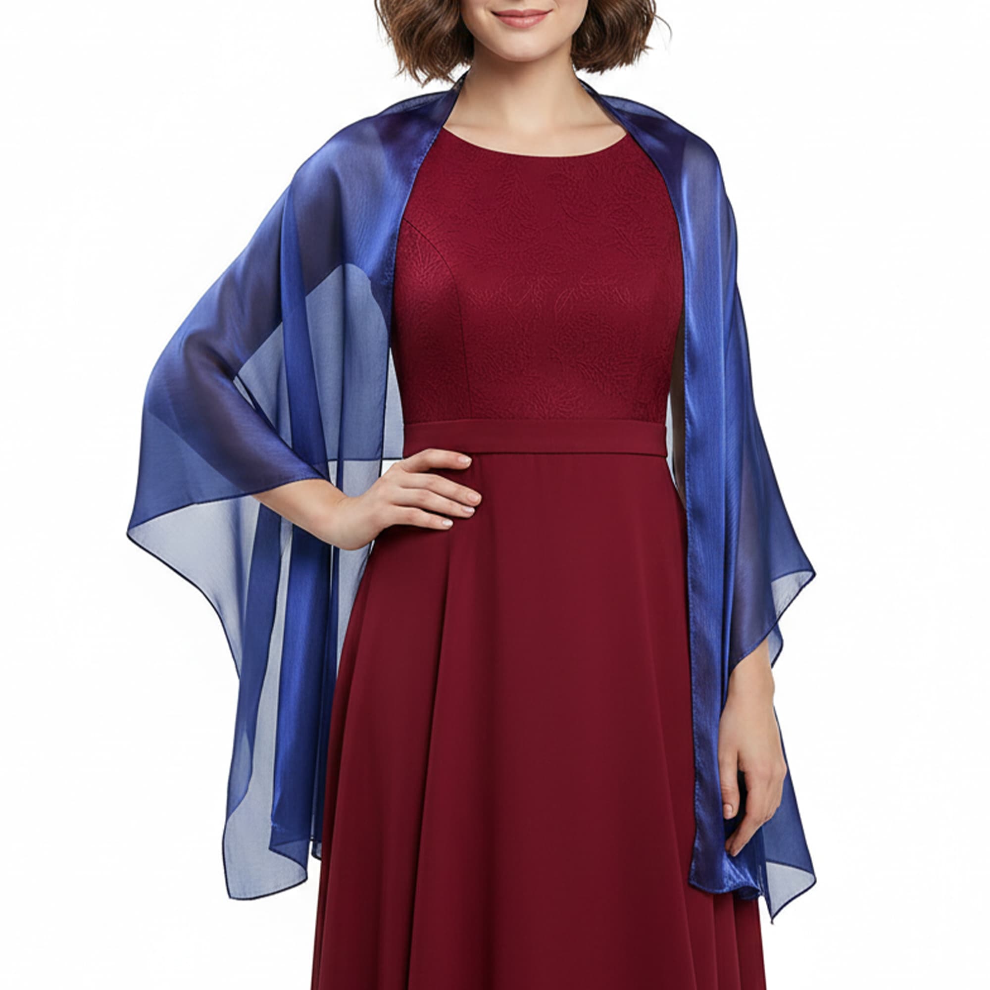 ReignSword Elegant Shawls and Wraps for Evening Dresses, Soft Party Long Scarf, Dressy Shawls for Bridal Weddings (Blue) - 2