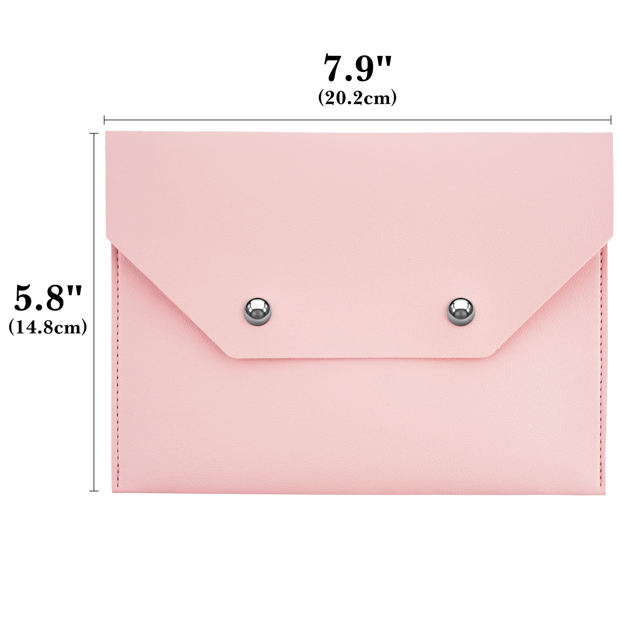 ReignSword Mahjong Card Holder, Vegan Leather Envelope Style Storage Bag, Portable Magnetic Snap Card Organizer, Travel Pouch for Mahjong Accessories (Pink, 8 x 5.8 Inch) - 1