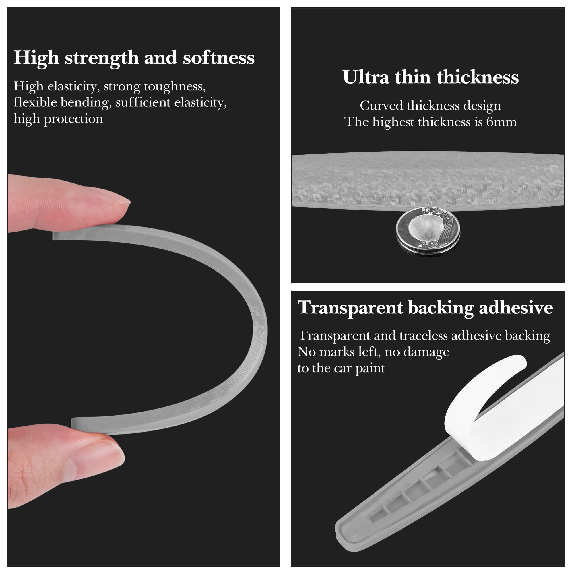 ReignSword 4 Pcs Car Door Edge Guards, Anti-Scratch Anti-Collision Self Adhesive Bumper Protector Trim Strip, Universal Car Exterior Accessories Door Guards for Cars Trucks SUVs (Gray) - 4