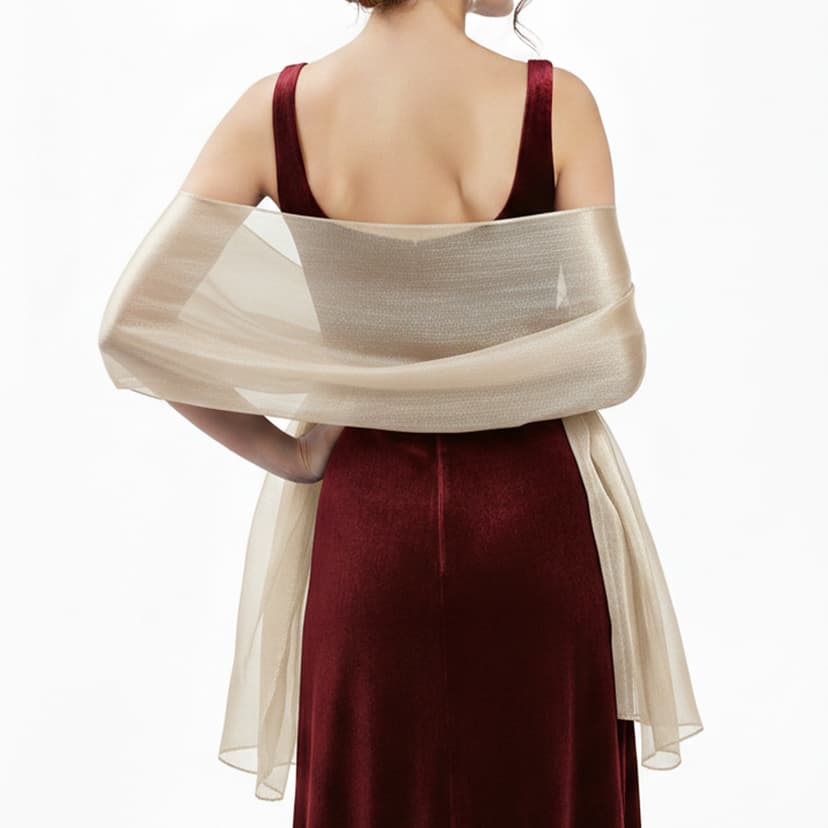 ReignSword Elegant Shawls and Wraps for Evening Dresses, Soft Party Long Scarf, Dressy Shawls for Bridal Weddings (Beige)