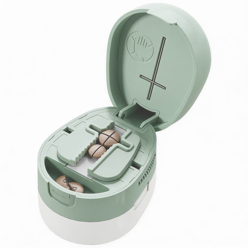 ReignSword 2-in-1 Pill Cutter with Medicine Box, 1/2 1/4 Adjustable Pill Crusher for Small, Large, and Tiny Pills, Travel Medicine Pills Splitter for Elderly & Pet (Matcha Green)