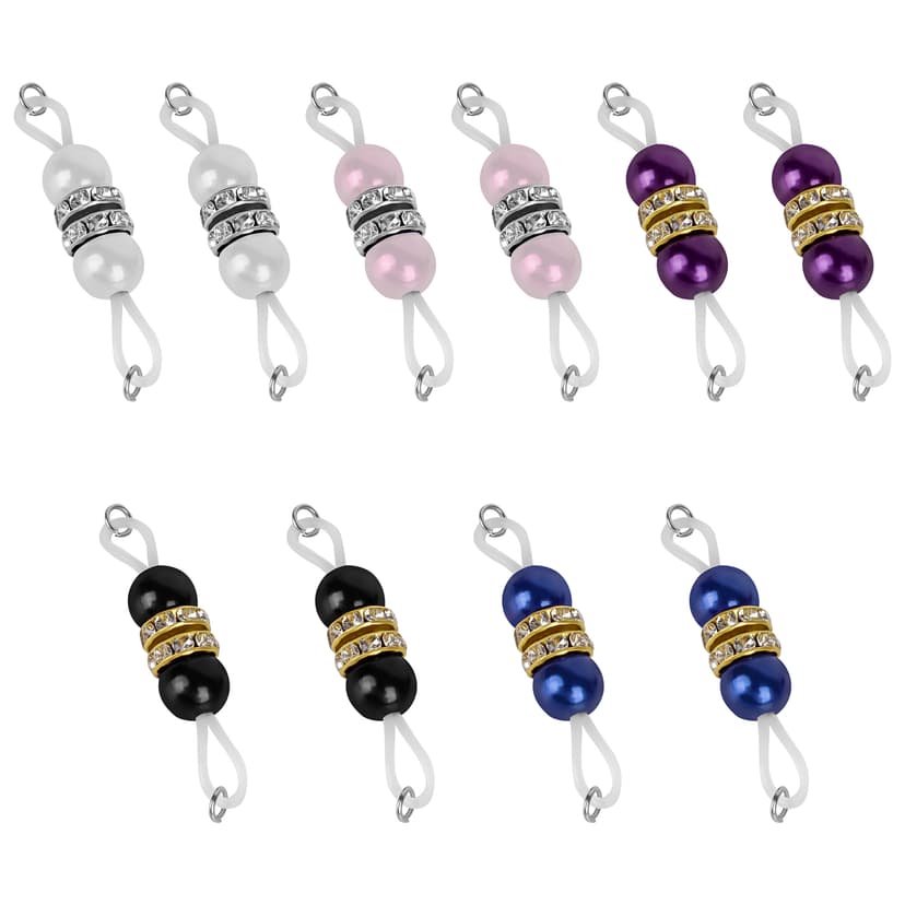 ReignSword 5 Pairs Non-Piercing Nipple Rings, Adjustable Elastic Noose Faux Body Jewelry with Rhinestone and Pearl Ball, Comfortable Clip-On Nipple Jewelry for Women (Multicolor)