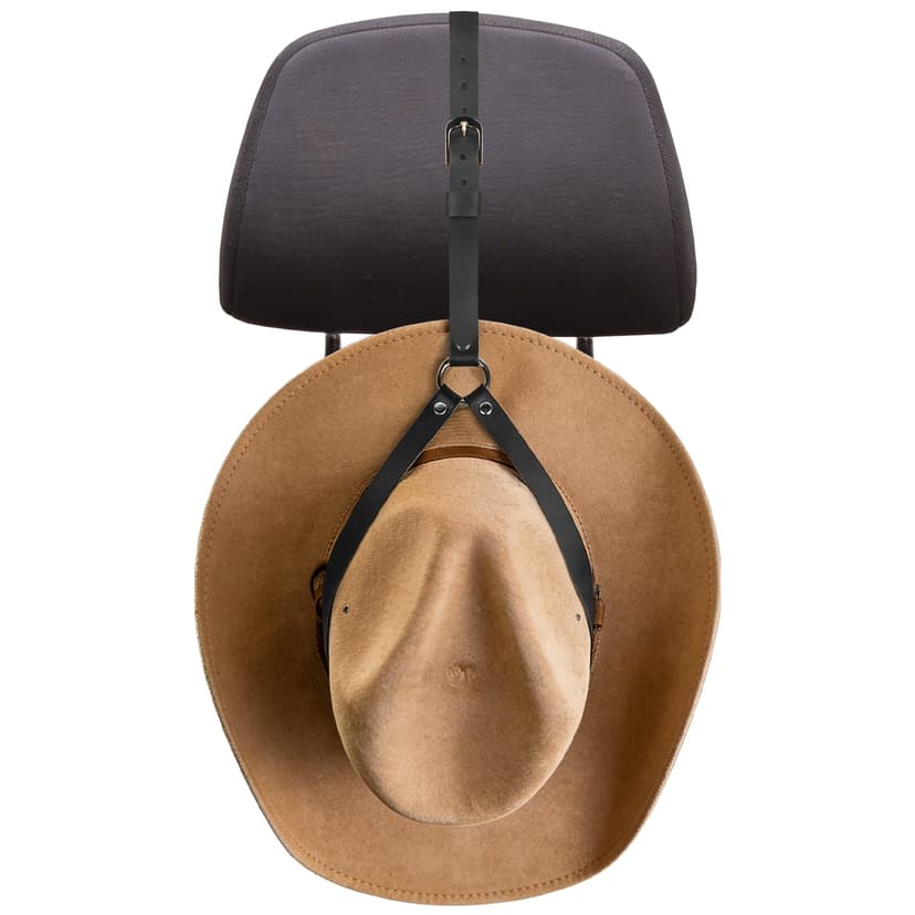 ReignSword Vegan Leather Cowboy Hat Holder for Truck Car, Hat Hanger Clip to Keep Hat Shape, Vehicle Hat Organizer for SUV, Pickup, Interior Car Accessories (Black)