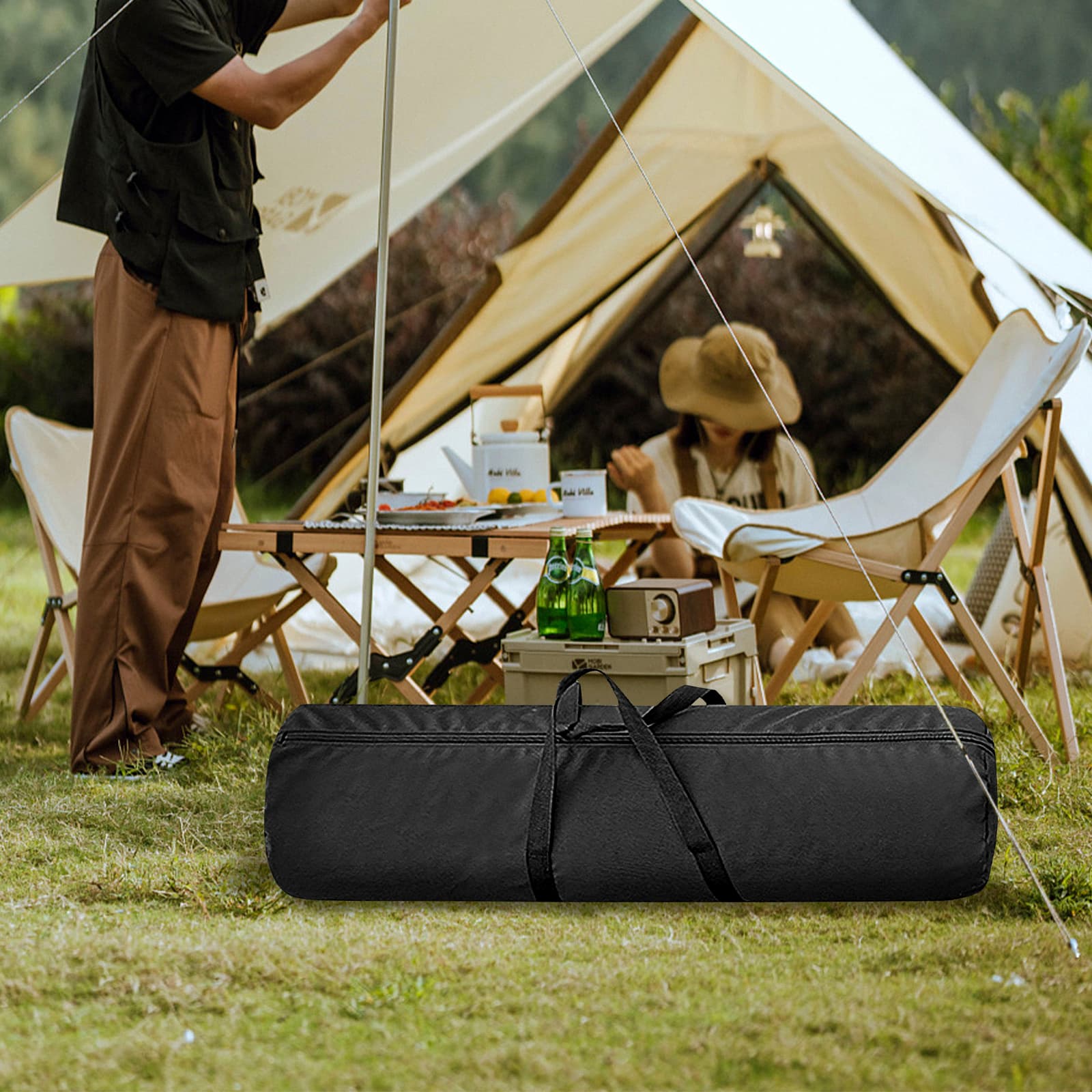 ReignSword Camping Chair Replacement Bag, 39.4 Inch Folding Carrying Case with Handle Strap, Large Mouth Storage Bag fits Camp Chairs, Hammock, Yoga Mat, Beach Chair, Umbrella (8.7 Inch in Diameter) - 5