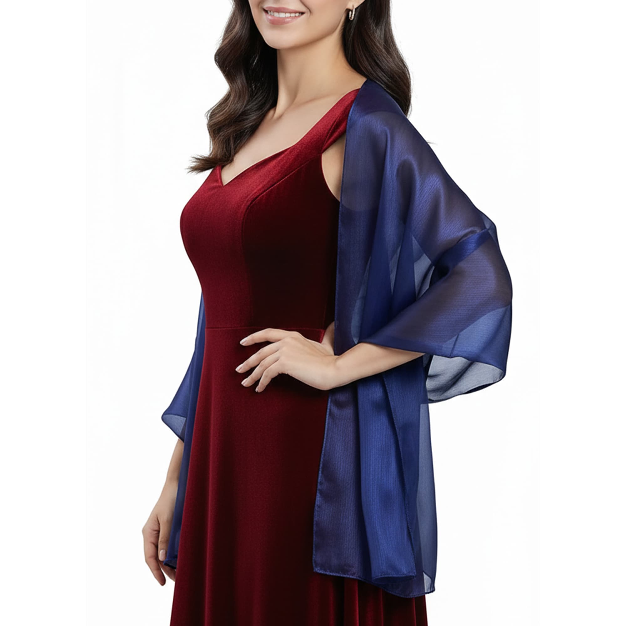 ReignSword Elegant Shawls and Wraps for Evening Dresses, Soft Party Long Scarf, Dressy Shawls for Bridal Weddings (Blue) - 6