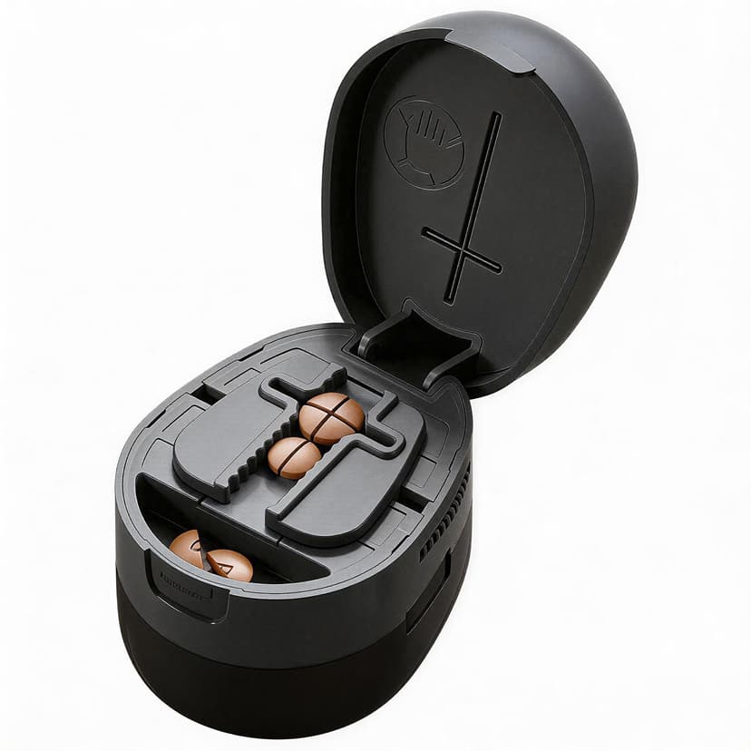 ReignSword 2-in-1 Pill Cutter with Medicine Box, 1/2 1/4 Adjustable Pill Crusher for Small, Large, and Tiny Pills, Travel Medicine Pills Splitter for Elderly & Pet (Black)