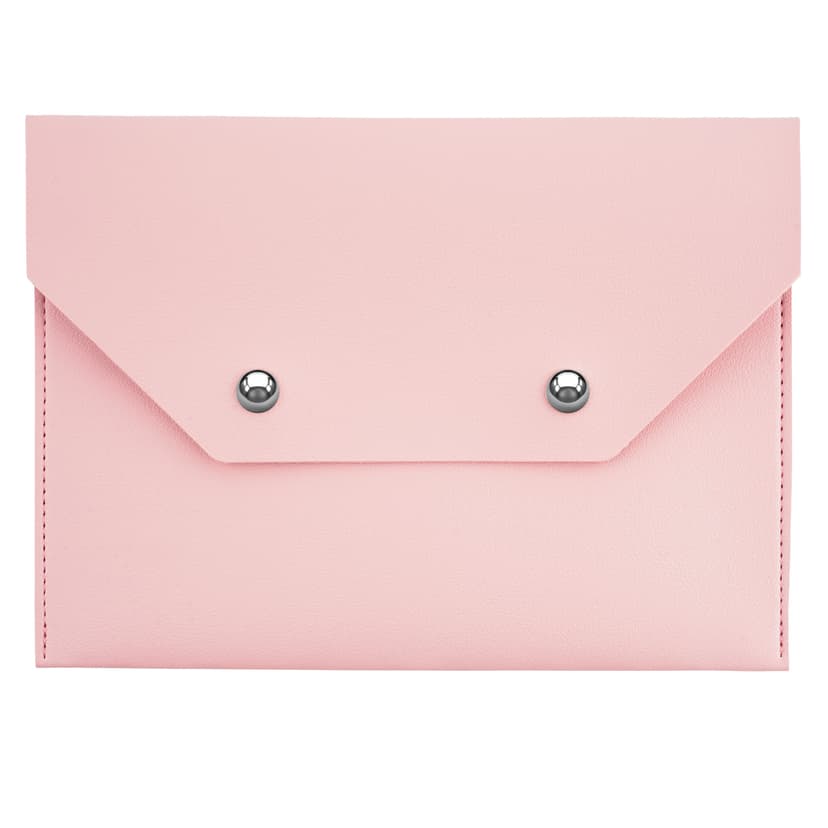 ReignSword Mahjong Card Holder, Vegan Leather Envelope Style Storage Bag, Portable Magnetic Snap Card Organizer, Travel Pouch for Mahjong Accessories (Pink, 8 x 5.8 Inch)