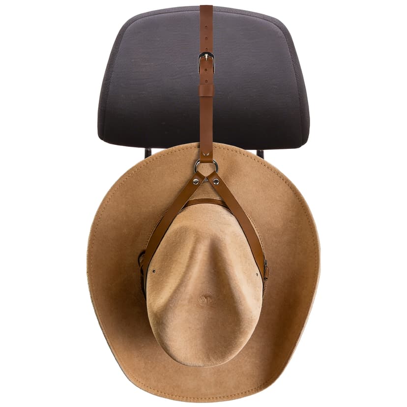 ReignSword Vegan Leather Cowboy Hat Holder for Truck Car, Hat Hanger Clip to Keep Hat Shape, Vehicle Hat Organizer for SUV, Pickup, Interior Car Accessories (Brown)