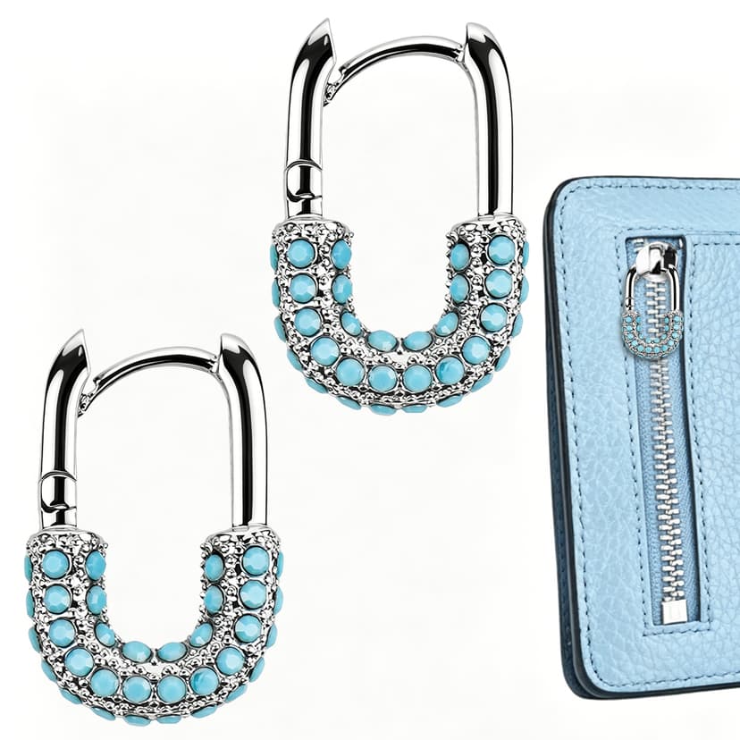 ReignSword 2 Pcs Turquoise Zipper Pull Replacement, Bling Decorative Zipper Pull Tab with Zinc Alloy for Jacket Backpack Luggage Purse Handbag Suitcase Zippers Repair Accessory