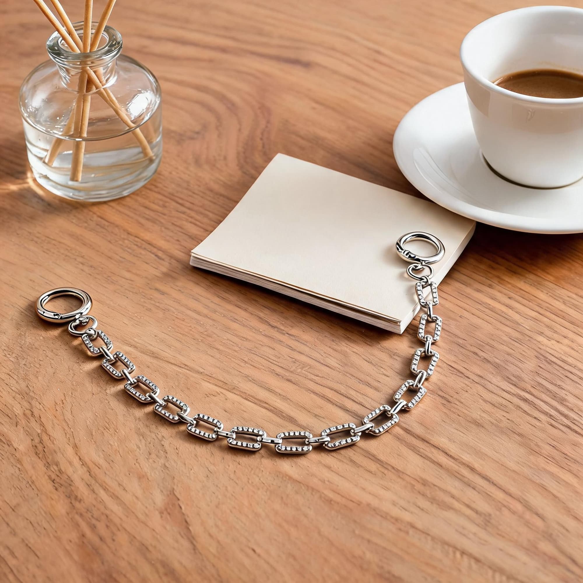 ReignSword Bag Accessory Chain for Women, Brilliant Zircon Square Link Purse Extender, Handbag Decor Strap for Wedding Evening Party (Silver, 12.2 Inch) - 5