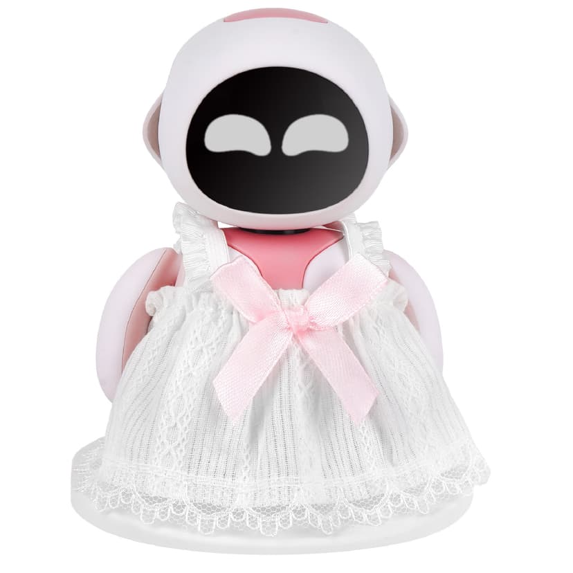 ReignSword White Lace Princess Dress Compatible with Eilik Robot, Sweet Pink Bow Outfit, Decorative Robot Costume Accessories