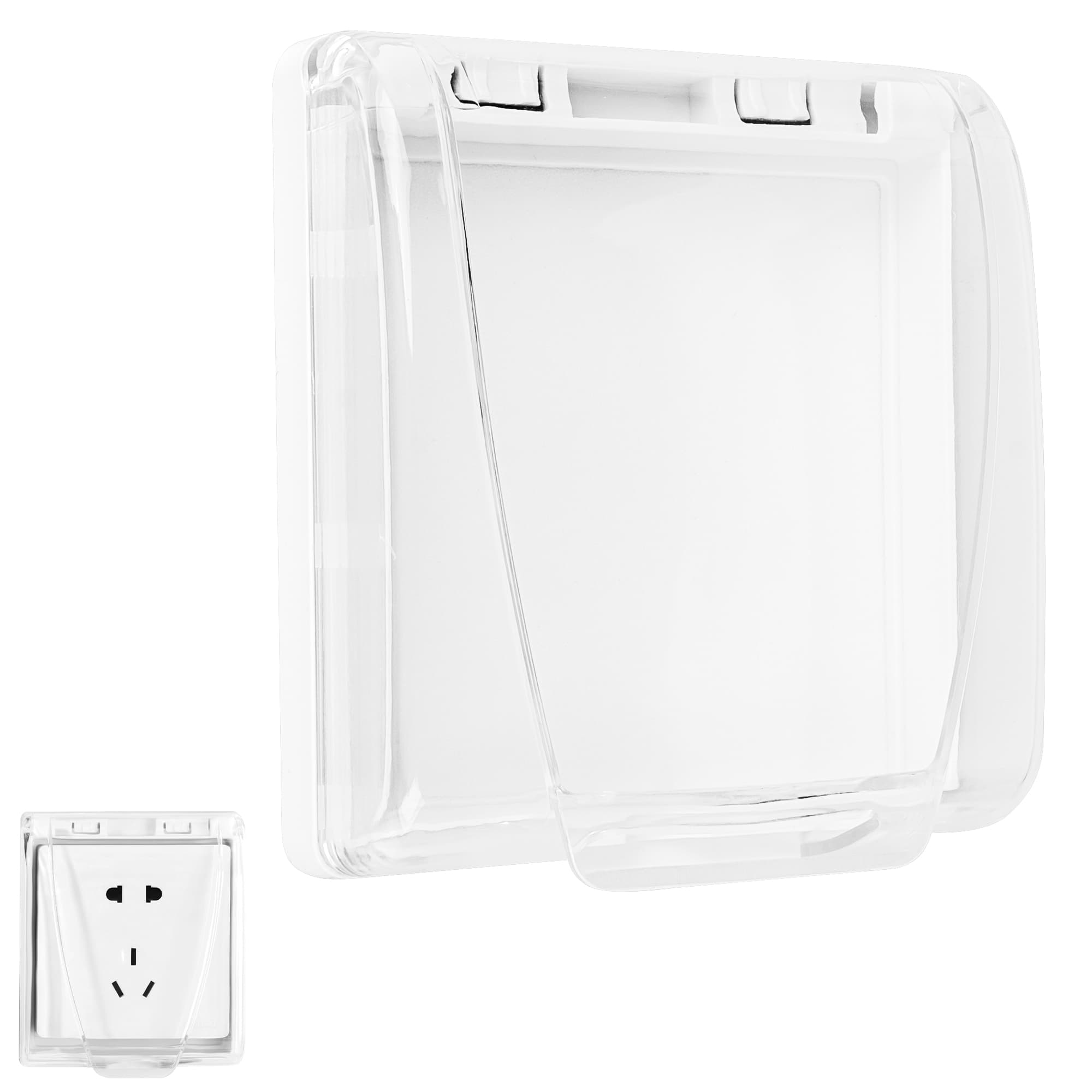 ReignSword Waterproof Outdoor Electrical Outlet Cover with Handle, Plastic Wall Socket Plug Protector, Weatherproof Outside Outlet Box Cover for Bathroom, Kitchen and Balcony (Clear) - 1