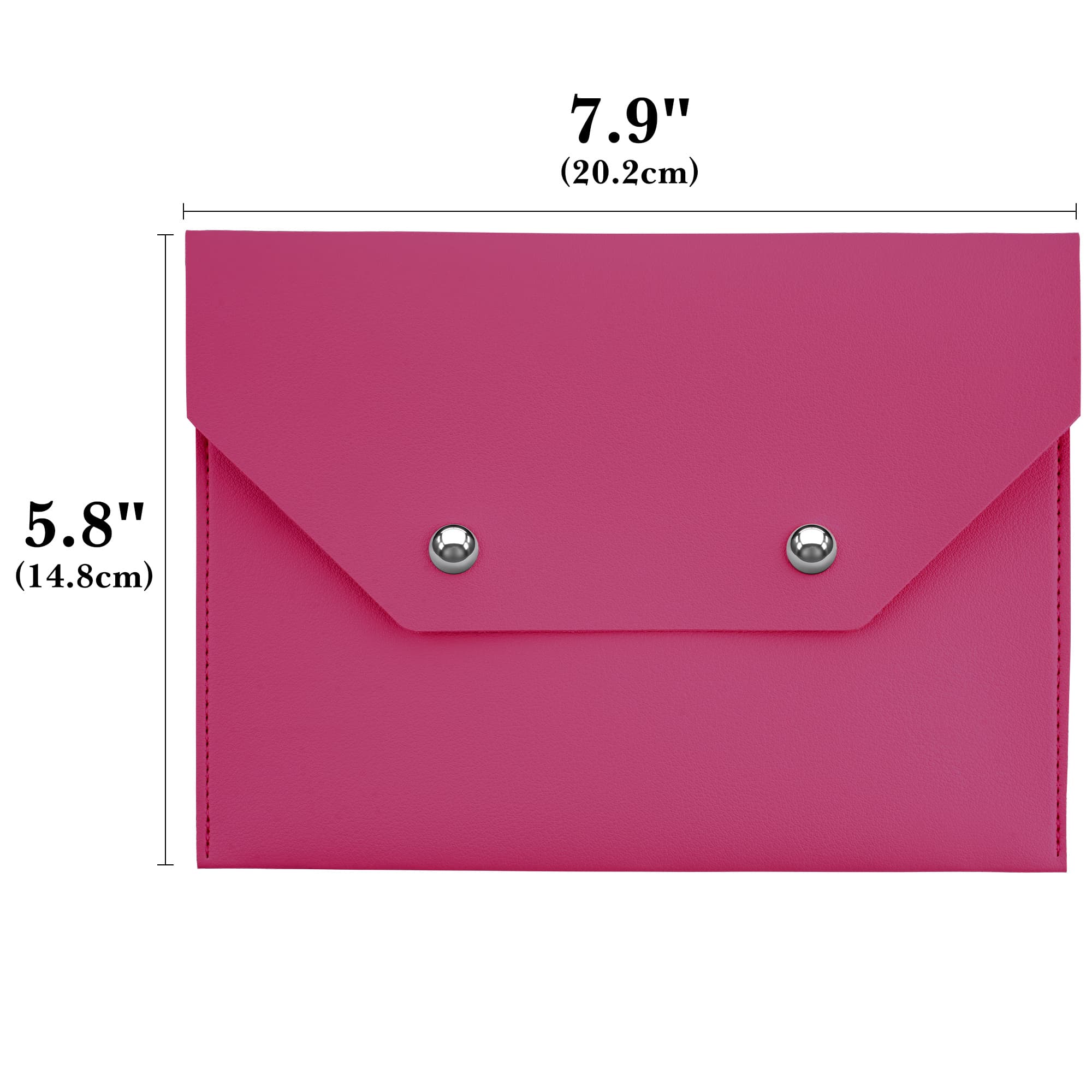 ReignSword Mahjong Card Holder, Vegan Leather Envelope Style Storage Bag, Portable Magnetic Snap Card Organizer, Travel Pouch for Mahjong Accessories (Rose Red, 8 x 5.8 Inch) - 1